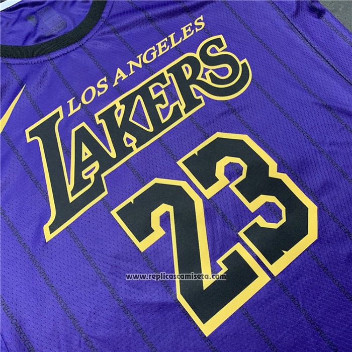 Camiseta Los Angeles Lakers Lebron James #23 Ciudad 2018 Violeta